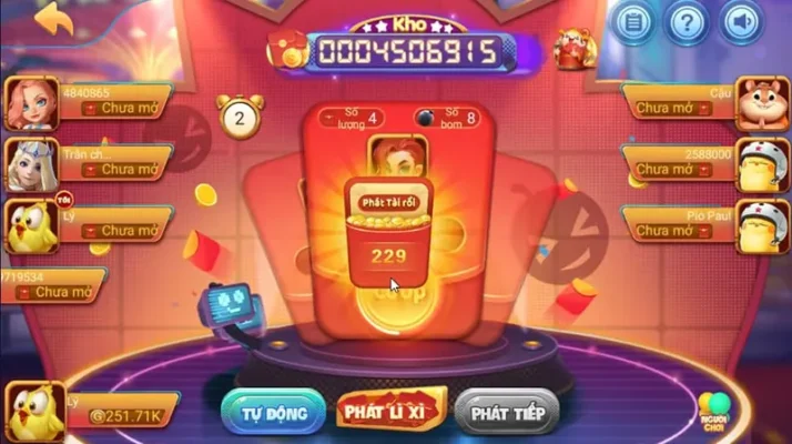 Giao diện chính trong tựa game Bom Lì Xì tại CF68