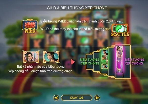 Biểu tượng Wild có thể thay thế biểu tượng công chúa để tạo thành các biểu tượng xếp chồng lên nhau