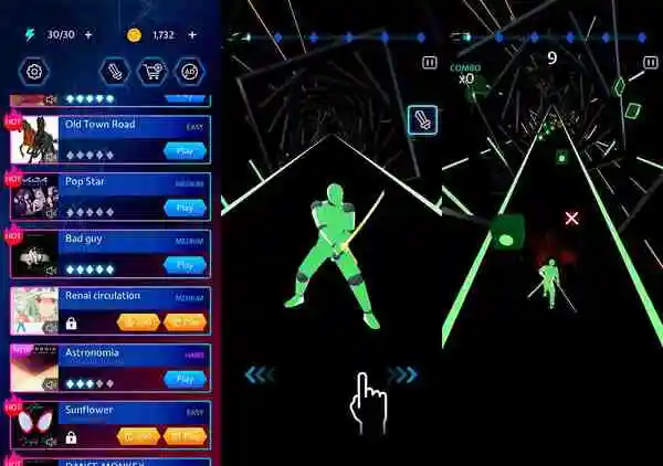 Game Beat Blade Dash Dance có lối chơi cực kỳ đơn giản