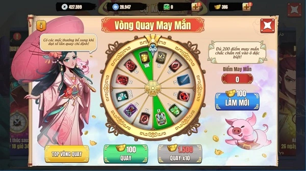 Vòng quay may mắn miễn phí nhận thưởng liền tay