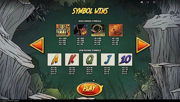 Các tính năng trong game slot Jackpot Quest