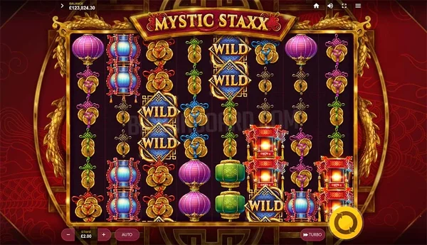 Có tổng cộng 8x6 cuộn trong Mystic Staxx cùng các biểu tượng đậm chất phương Đông