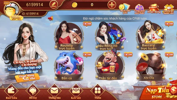 Kho game đa dạng, hấp dẫn làm nên thương hiệu CF68