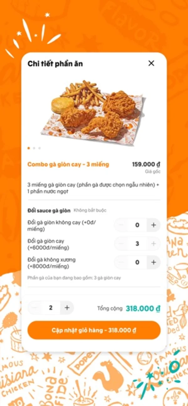 Ứng dụng đặt đồ ăn tiện lợi của nhà Popeyes