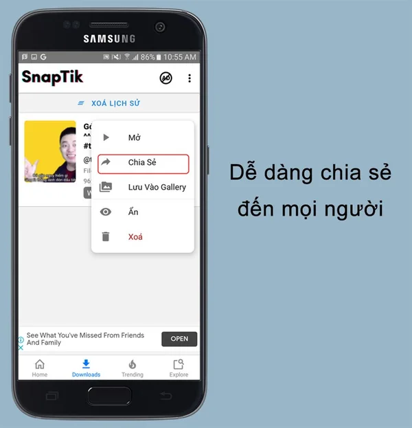 Ứng dụng SnapTik hỗ trợ tải video tiktok chất lượng cao