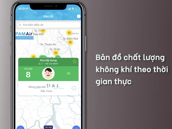 Xem bản đồ chất lượng không khí theo khoảng thời gian thực