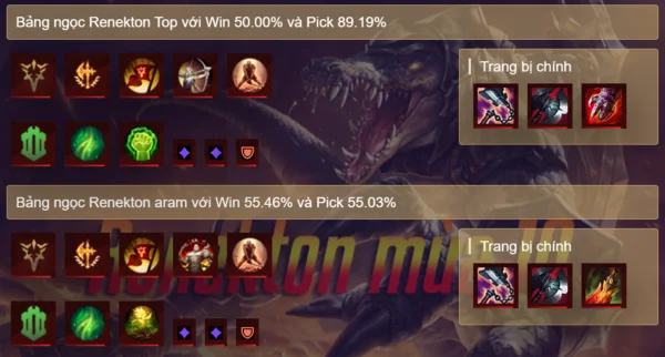 Xem chi tiết bảng ngọc Renekton LMHT meta mới