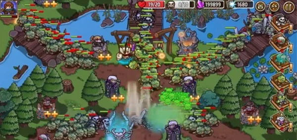 Gameplay trong "Crazy Defense Heroes" tập trung vào thể loại tháp phòng thủ