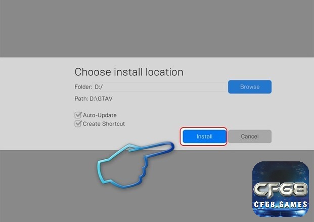 Bấm vào install để máy bắt đầu cài đặt trò chơi theo đường dẫn đã định sẵn