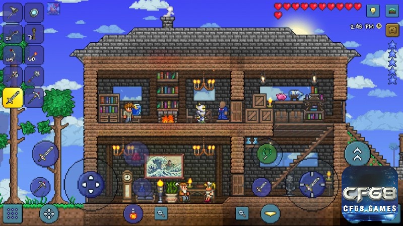 Chế tạo vũ khí, công cụ và xây dựng căn nhà để bảo vệ mình trong cách chơi terraria nhé!