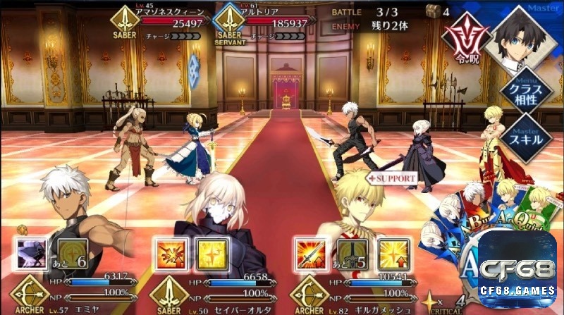 Trong game Fate/Grand Order có hệ thống chiến đấu theo lượt